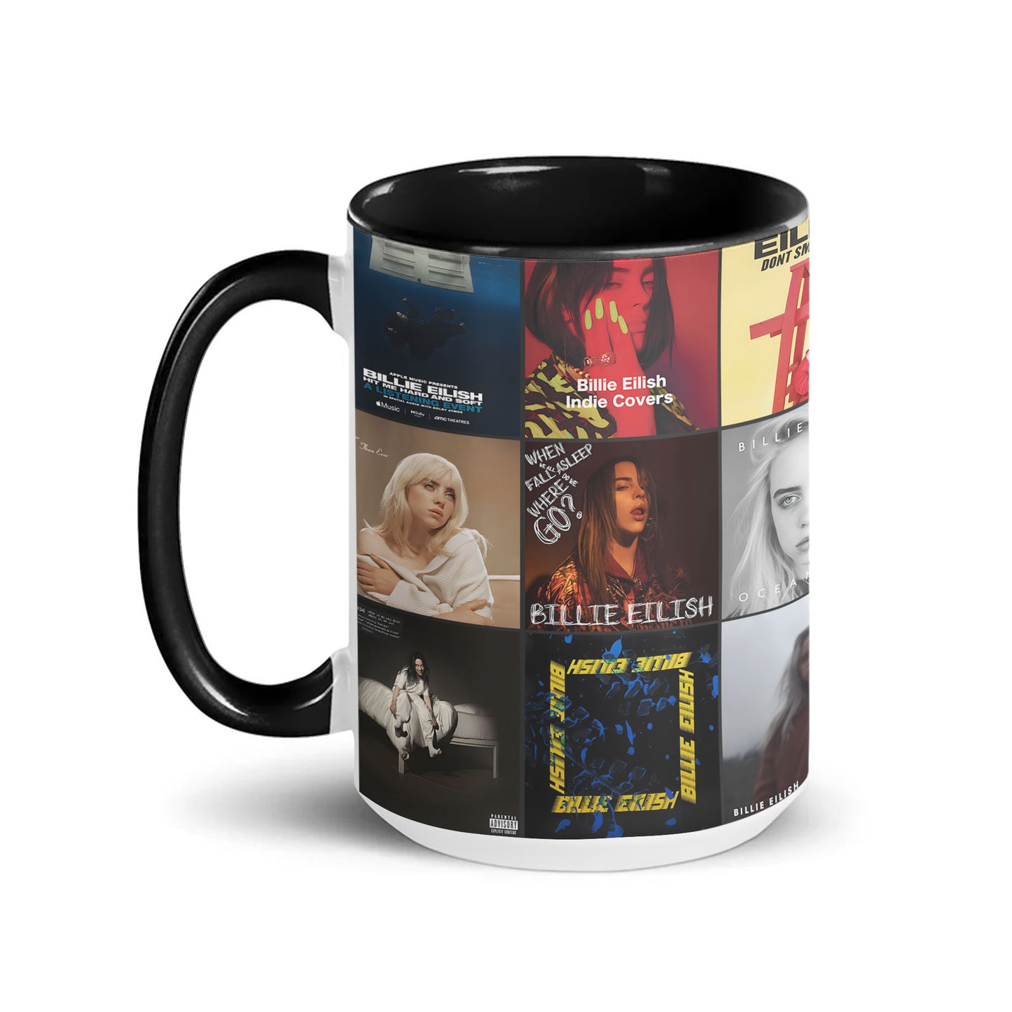 Billie Eilish Accent Mug – Alt-Pop Album Art Collage Gift
