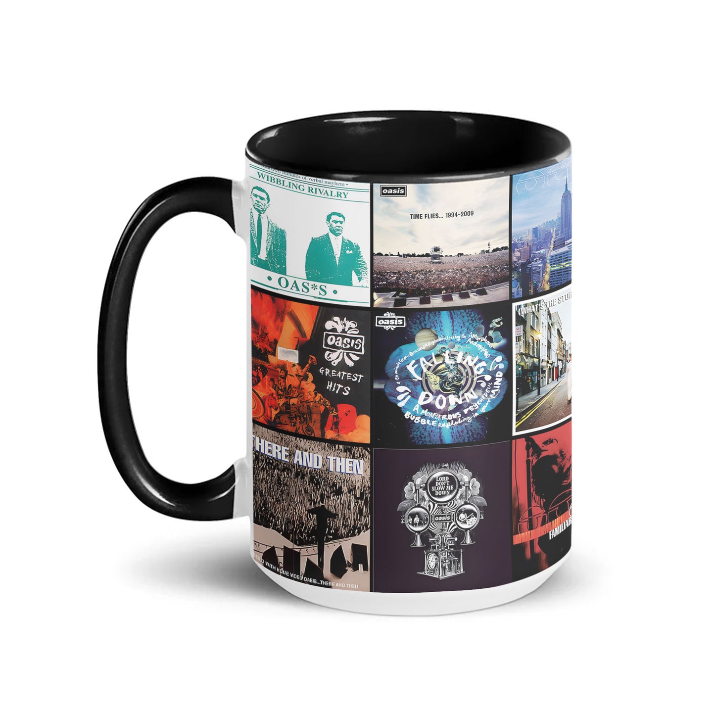 Oasis Accent Mug – Classic Album Cover Collage Gift for Britpop Fans