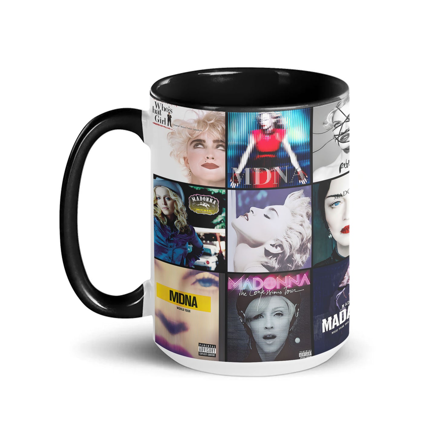 Madonna Accent Mug – Classic Album Cover Collage Gift for Pop Music Fans