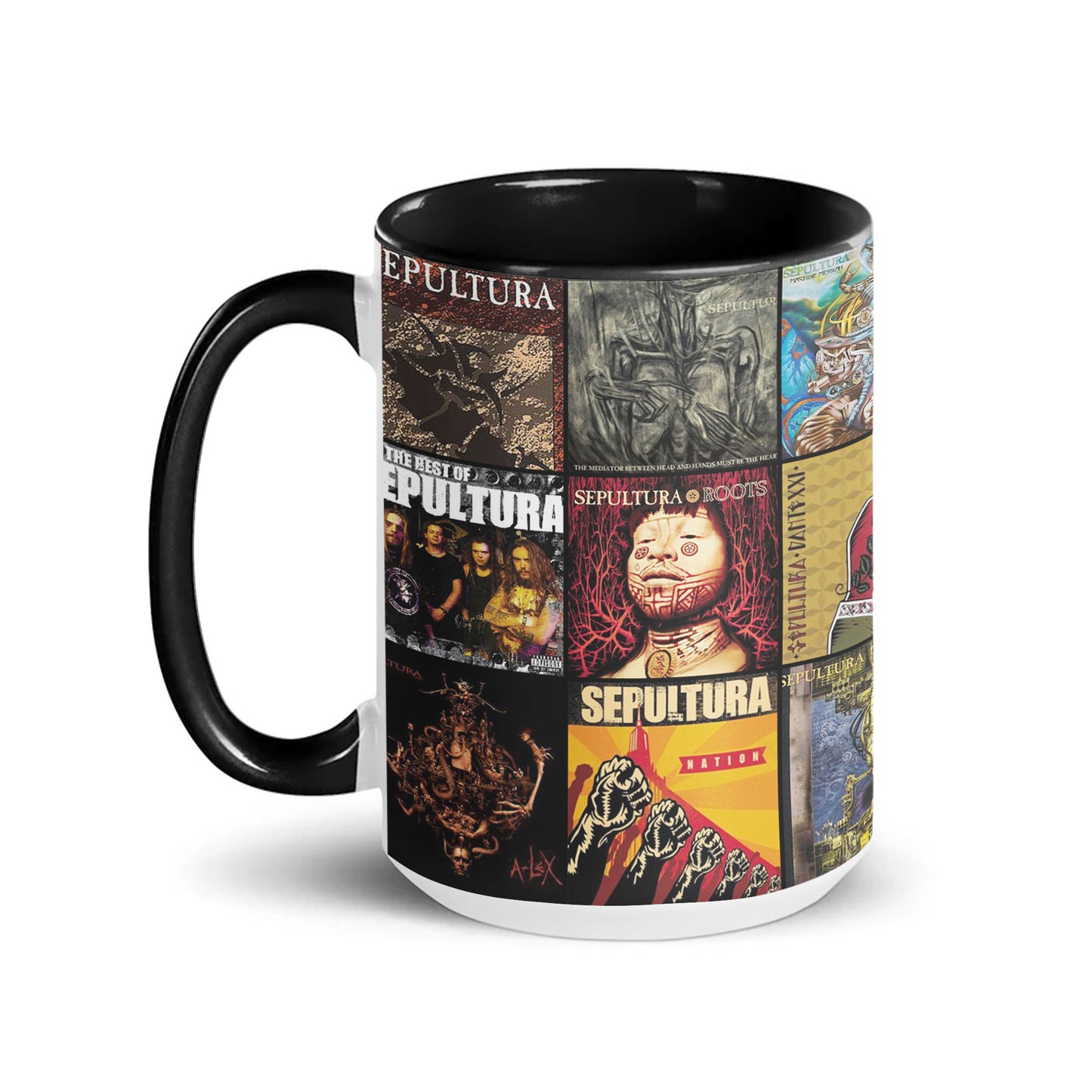 Sepultura Accent Mug – Brazilian Metal Legends Album Collage Gift