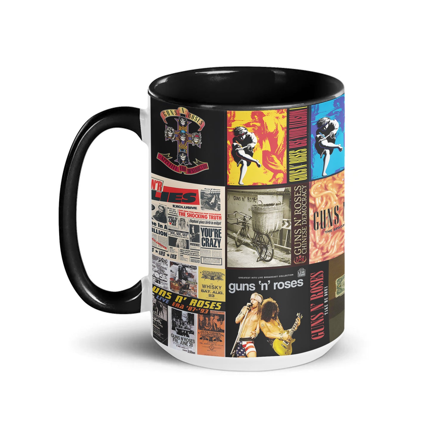 Guns N’ Roses Accent Mug – Classic Album Cover Collage Gift for Rock Fans
