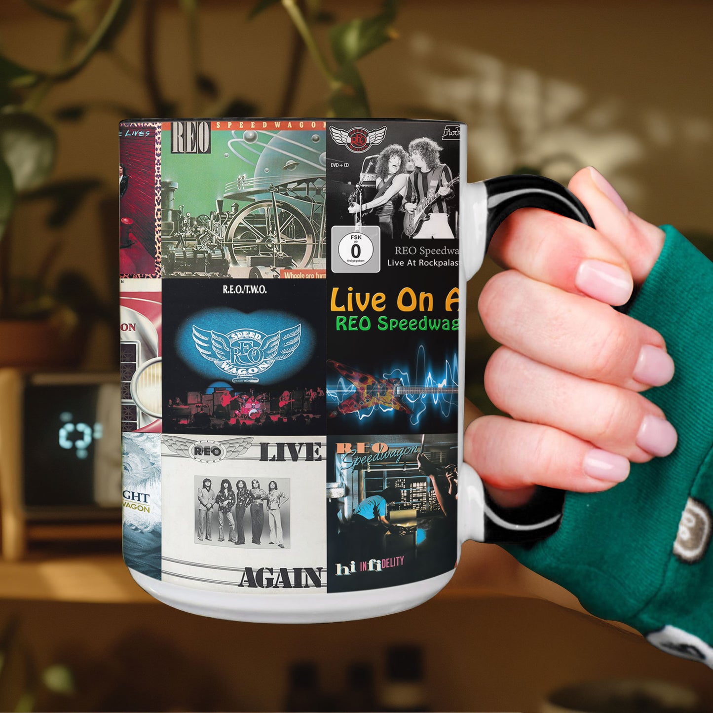 REO Speedwagon Album Art Collection Accent Mug for Music Fans – Classic Rock Coffee Cup Gift