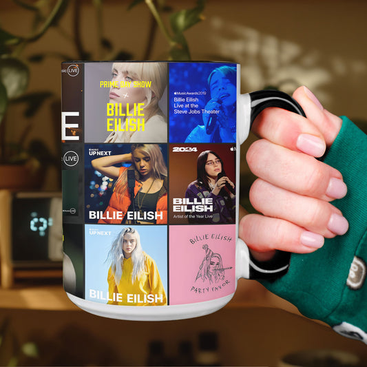 Billie Eilish Accent Mug – Alt-Pop Album Art Collage Gift