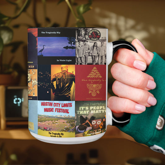 The Tragically Hip Accent Mug - Classic Album Cover Collage for Music Lovers