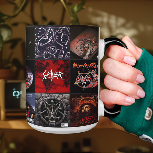 Slayer Album Art Collection Accent Mug for Metal Fans – Heavy Metal Coffee Cup Gift