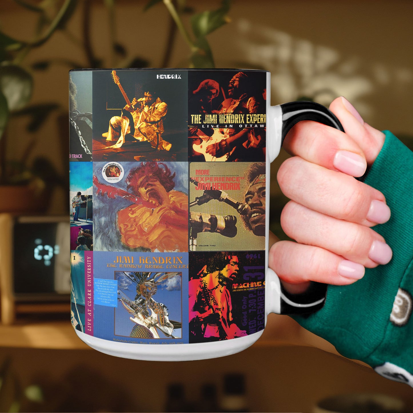 Jimi Hendrix Accent Mug – Classic Album Cover Collage Gift for Music Fans