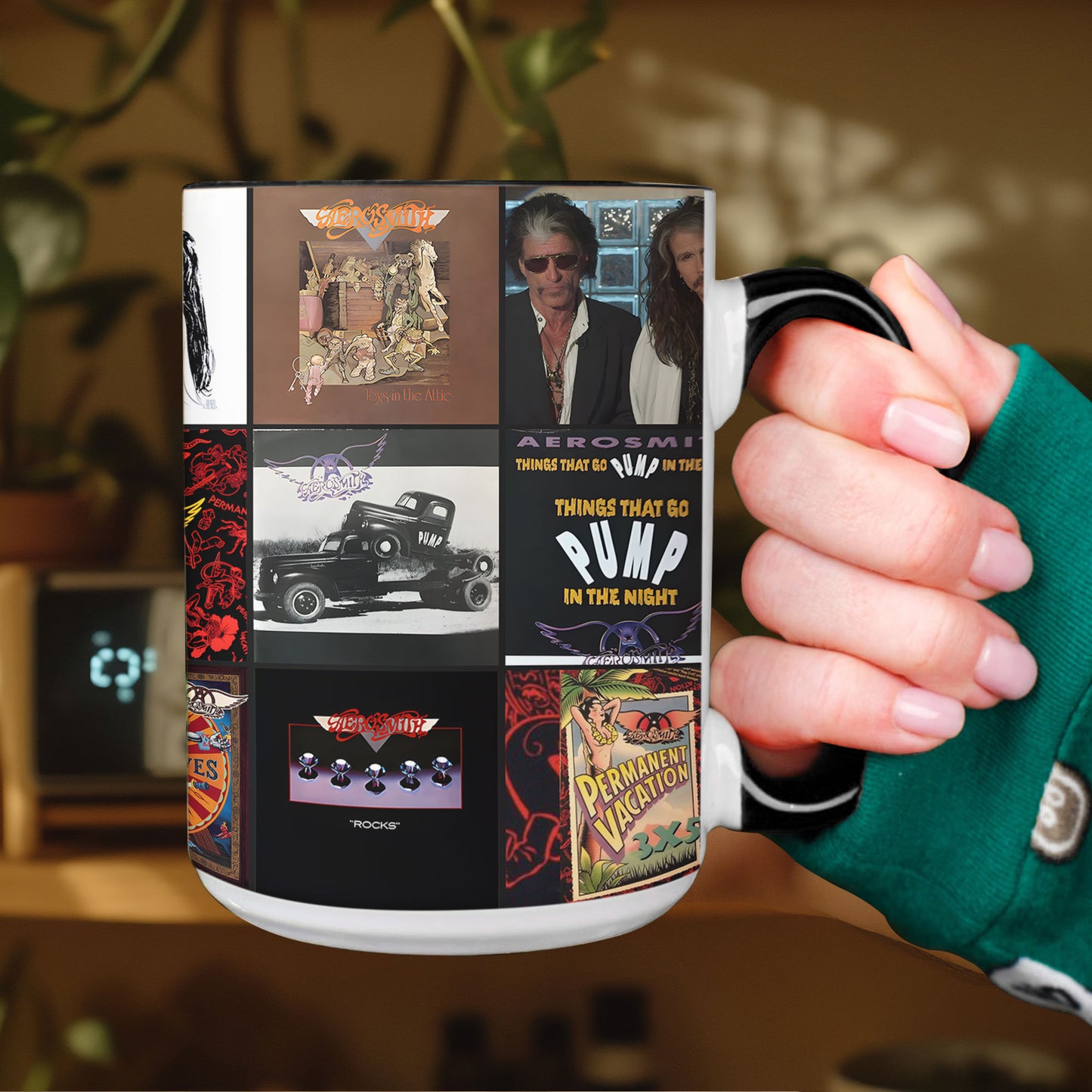 Aerosmith Accent Mug – Classic Album Cover Collage Gift for Music Lovers