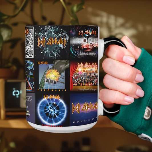 Def Leppard Accent Mug – Classic Album Cover Collage Gift for Rock Fans