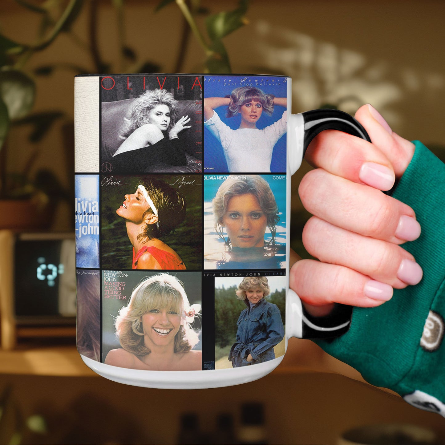 Olivia Newton-John Accent Mug – Classic Album Cover Collage Gift