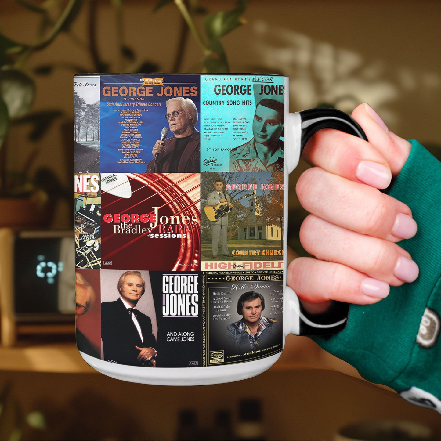 George Jones Accent Mug – Classic Album Cover Collage Gift for Country Music Fans
