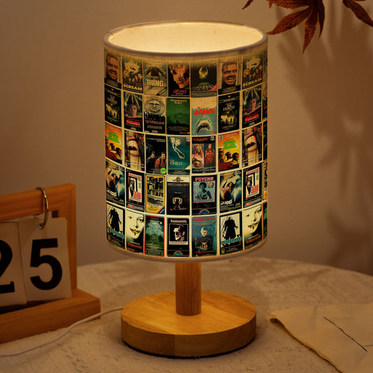 Vintage Horror Movie Poster Fabric Lamp – Retro Spooky Decor Light