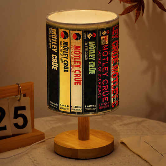Retro Rock Music Album Spine Table Fabric Lamp – Vintage Cassette Style Desk Light