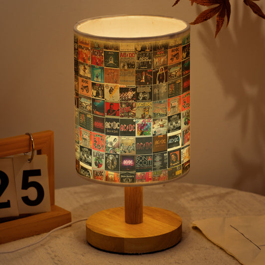 AC/DC Album Cover Collage Fabric Lamp – Rock & Roll Home Decor