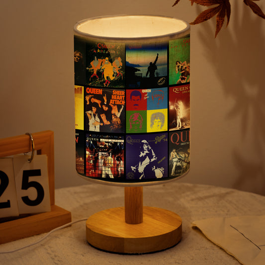 Queen Album Cover Collage Fabric Lamp – Retro Rock Table Light