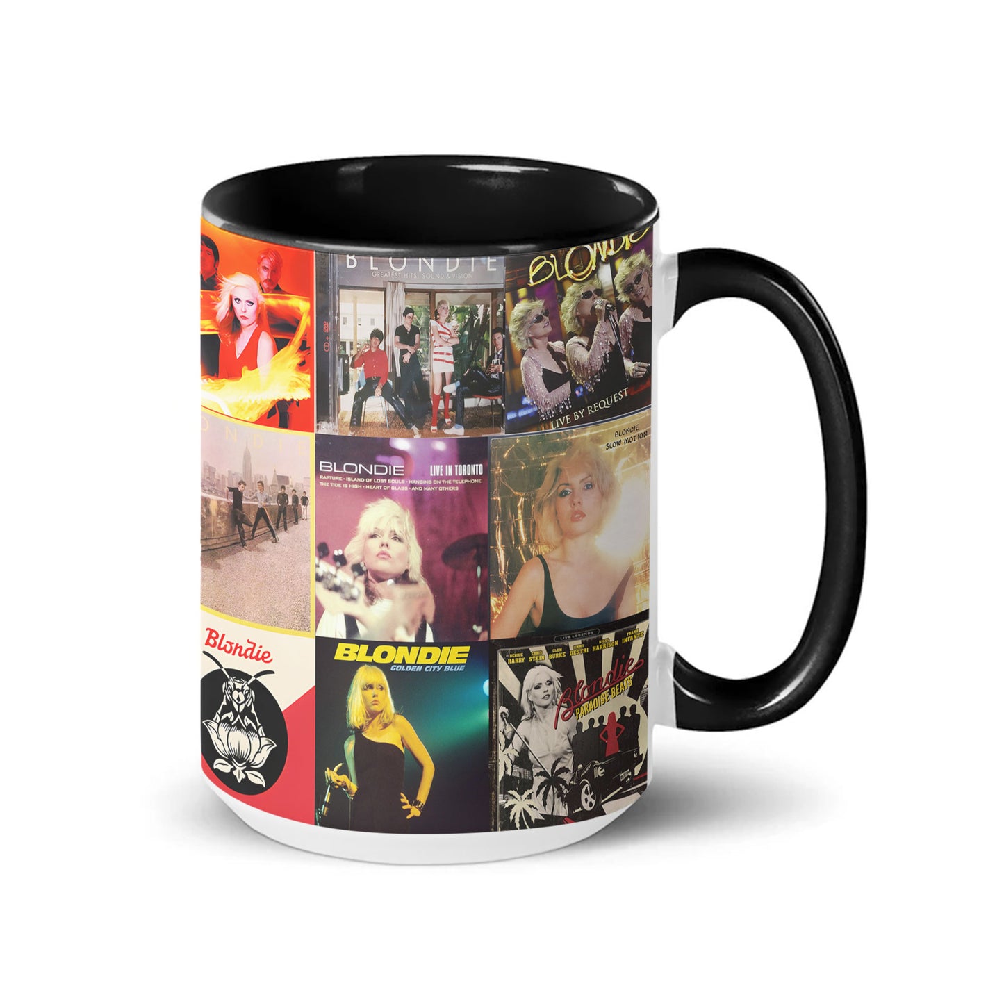 Blondie Accent Mug – Classic Album Cover Collage Gift for Retro Music Lovers