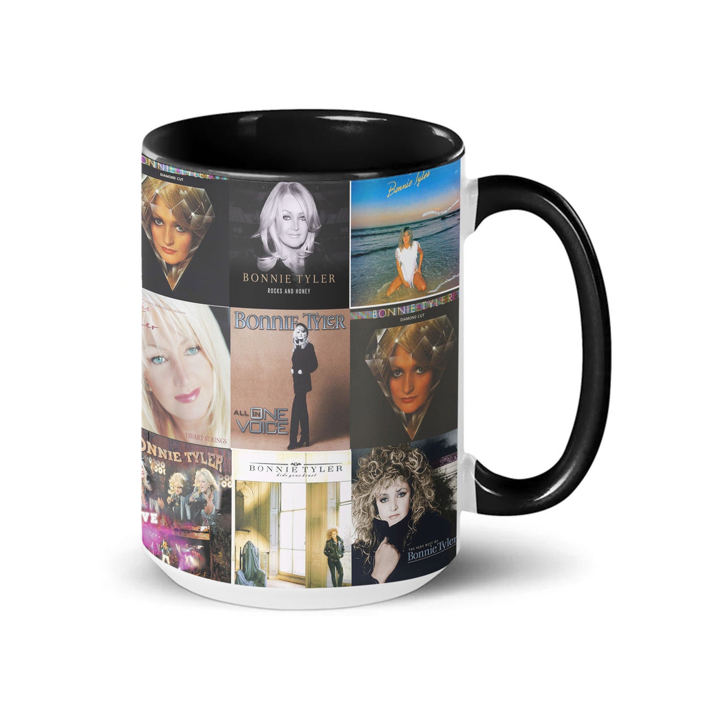 Bonnie Tyler Accent Mug – Nostalgic Album Cover Collage Gift