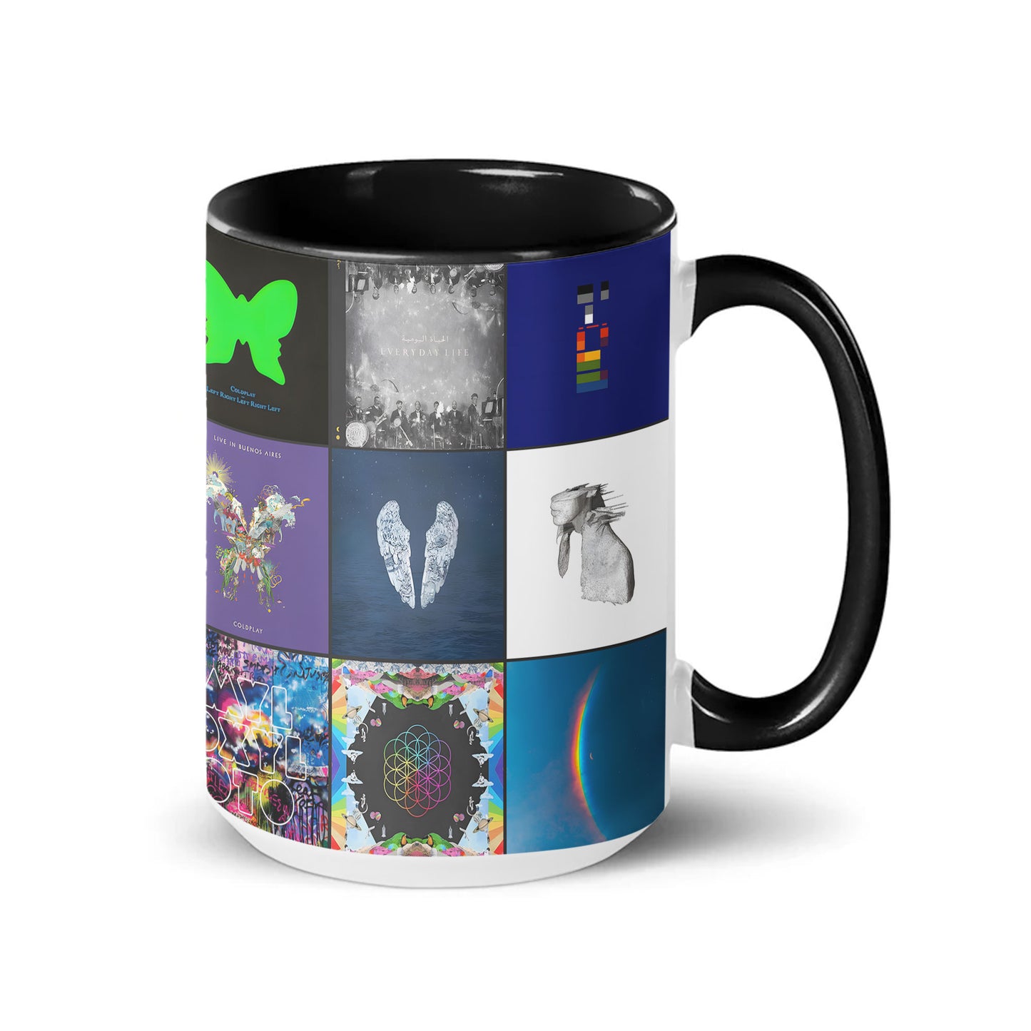 Coldplay Accent Mug – Classic Album Cover Collage Gift