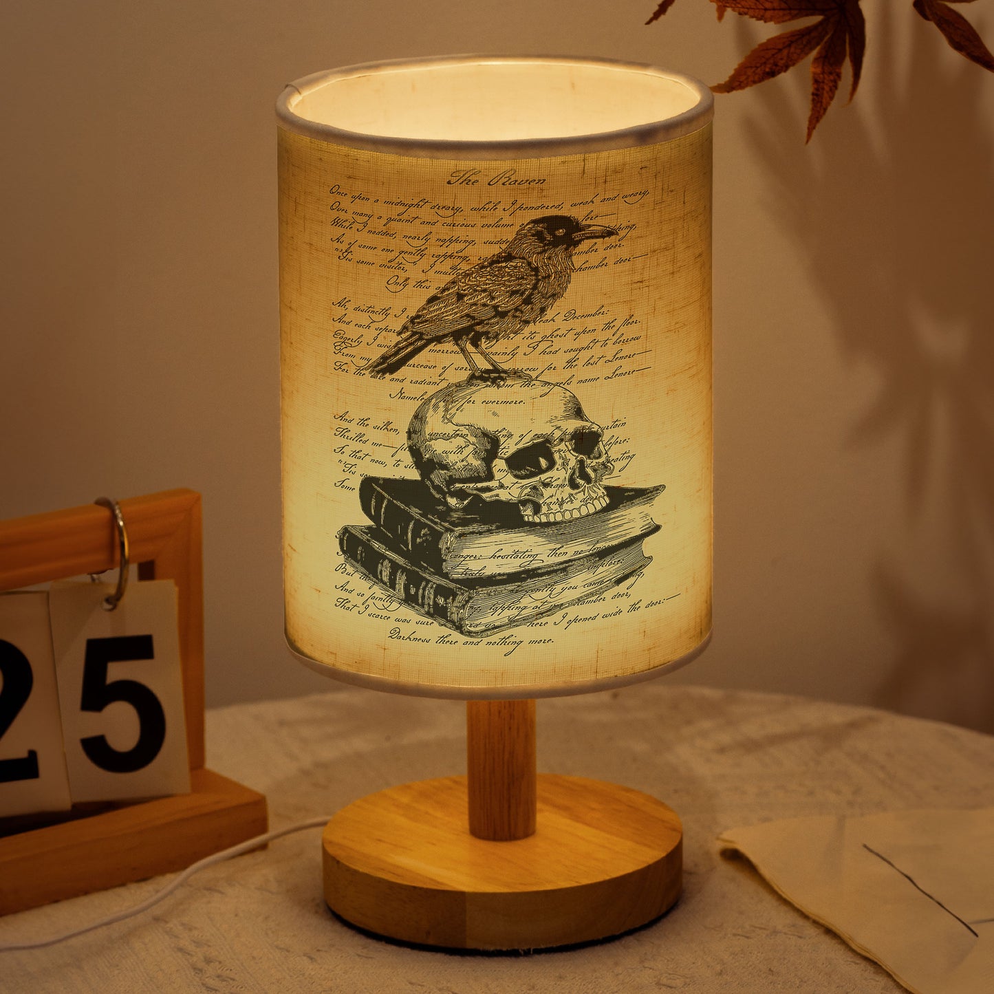 Gothic Raven Lamp – Edgar Allan Poe Inspired Literary Halloween Decor