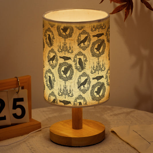 Vintage Raven Table Fabric Lamp – Gothic Literary Inspired Home Decor