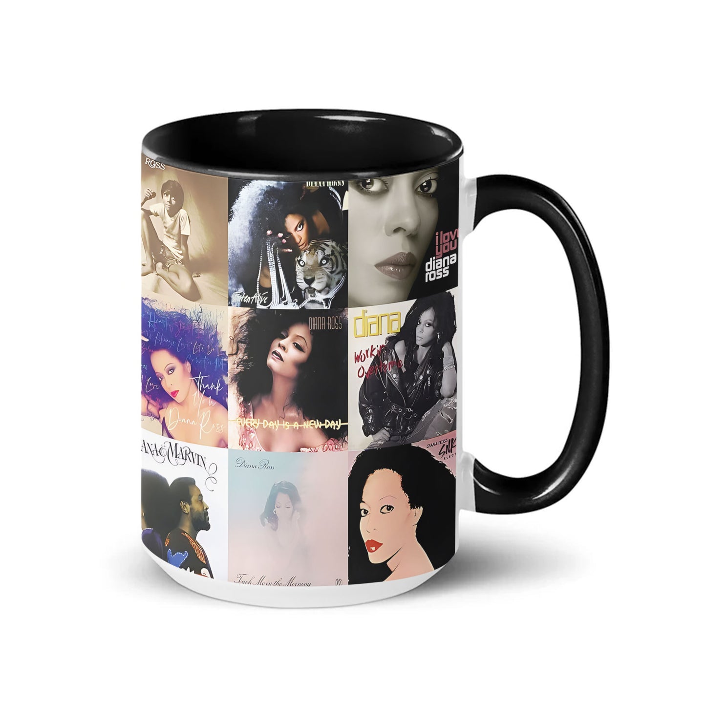 Diana Ross Accent Mug – Classic Album Cover Collage Gift for Soul & Motown Fans