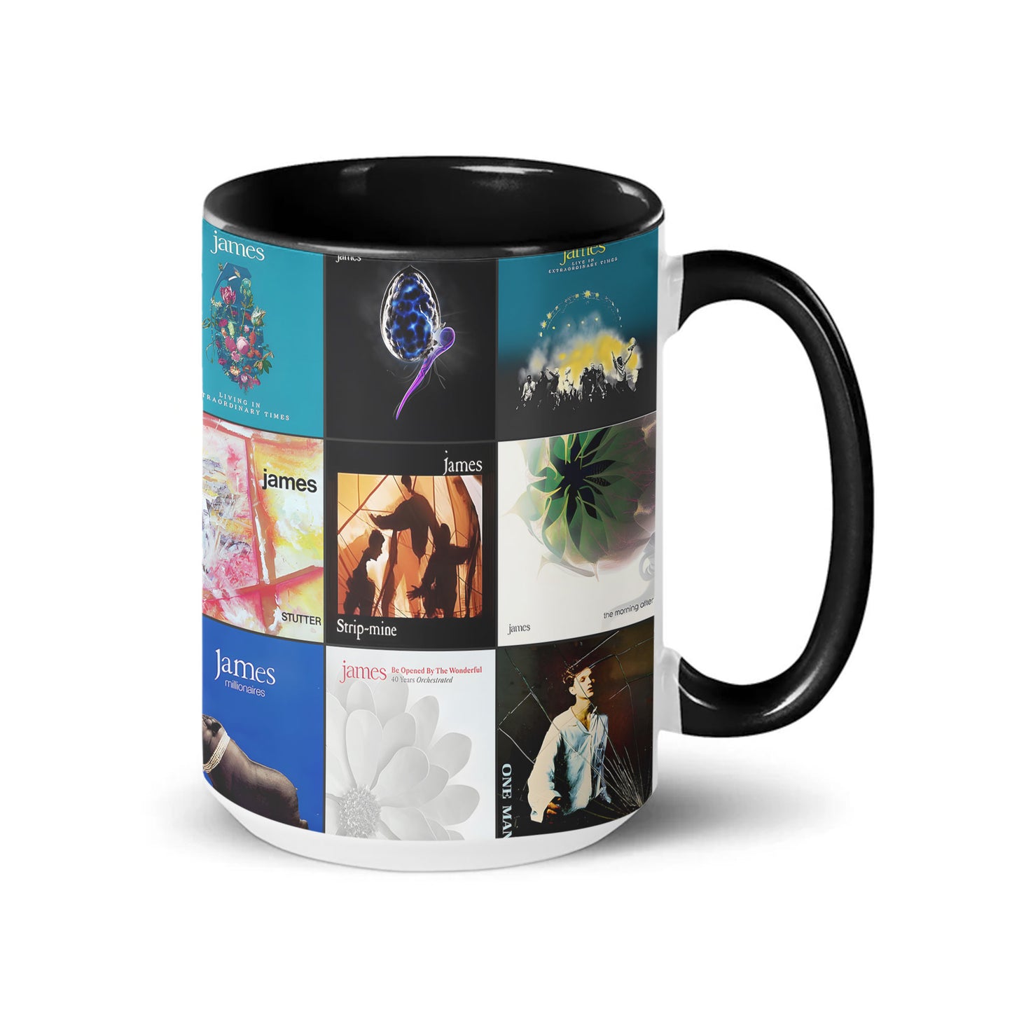 James Accent Mug – Album Cover Collage for Indie Rock Fans