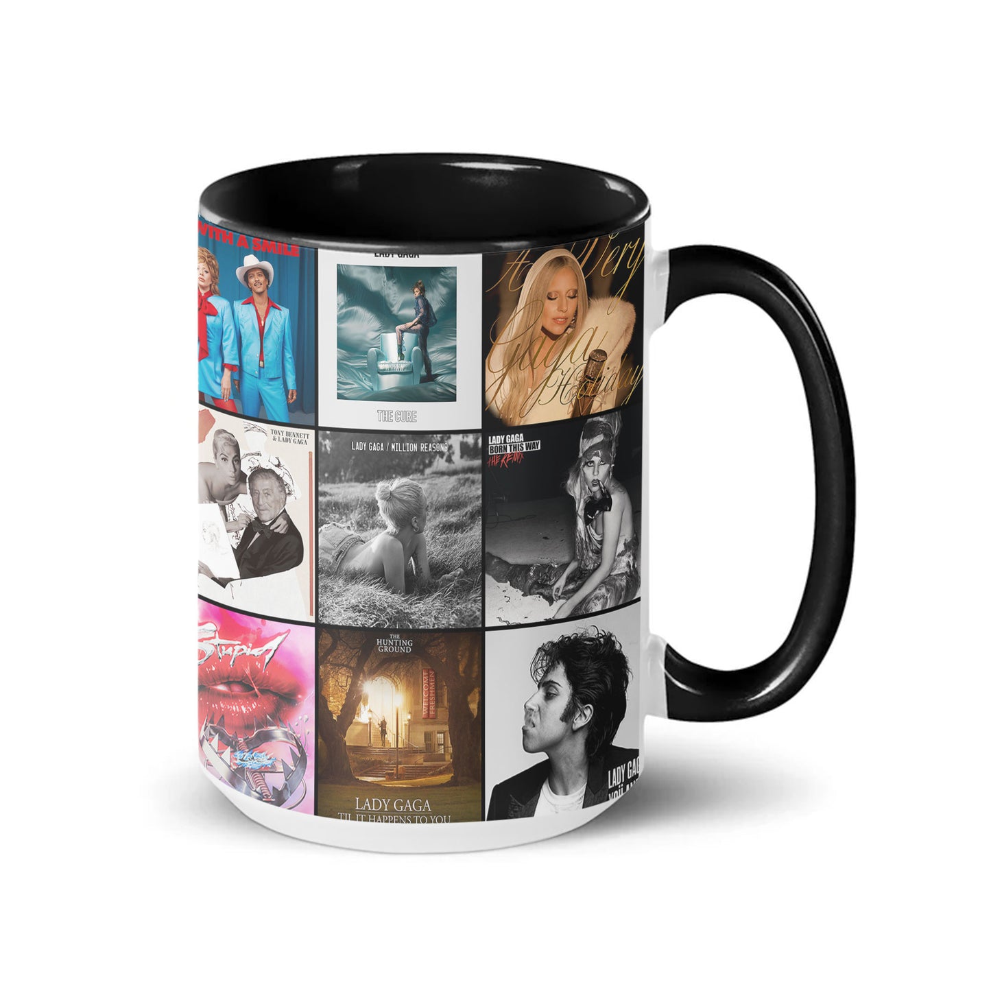 Lady Gaga Accent Mug – Iconic Album Cover Collage Gift