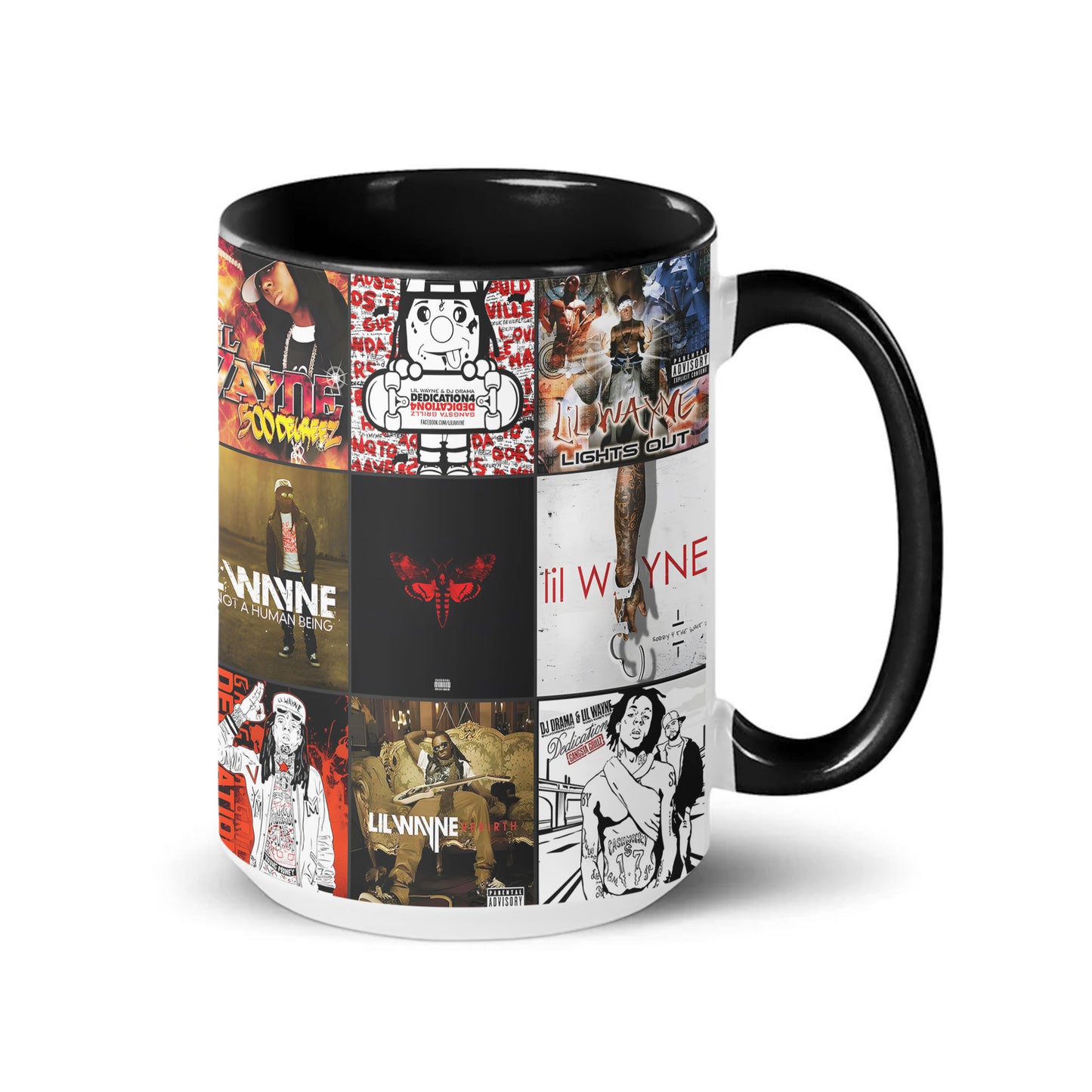 Lil Wayne Accent Mug – Album Cover Collage for Hip-Hop Fans