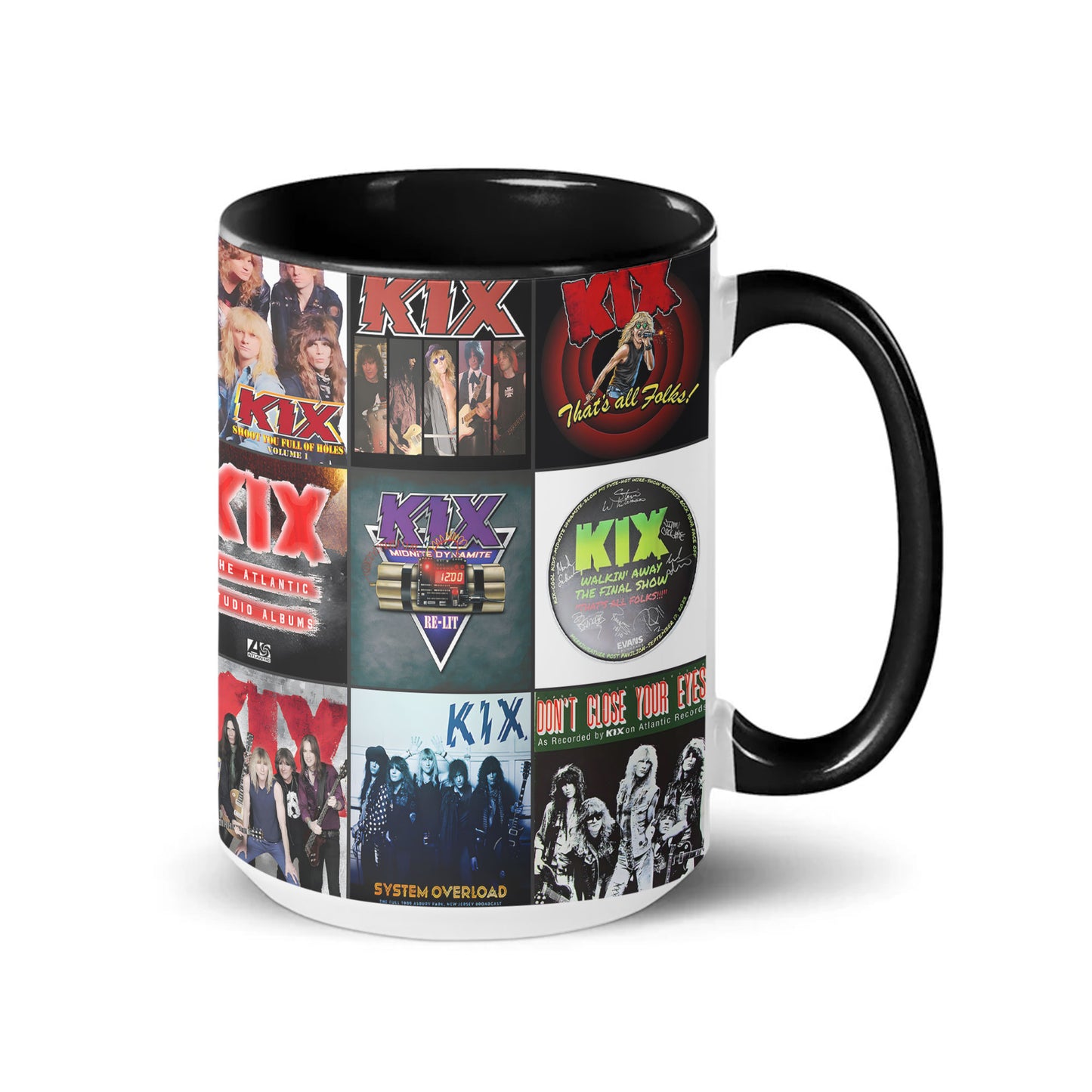 Kix Accent Mug – Hard Rock Album Cover Collage Gift