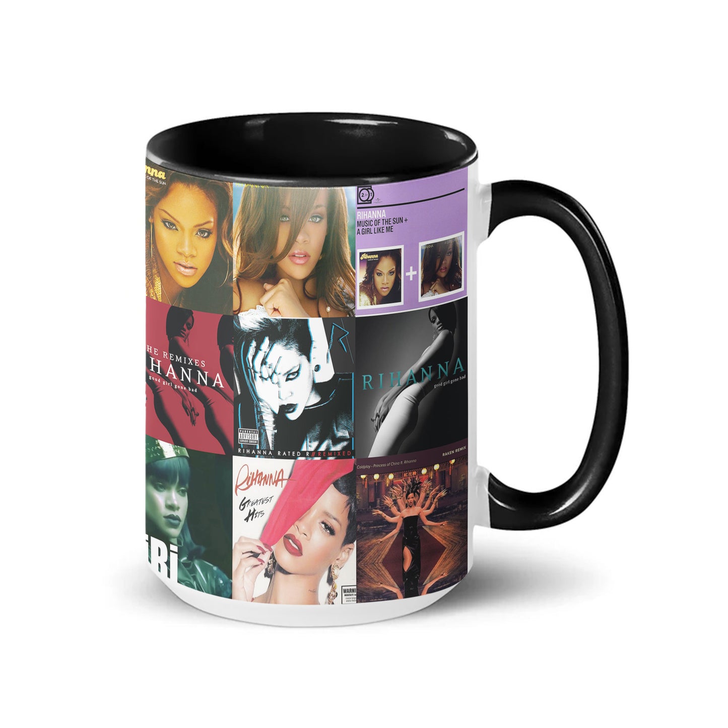 Rihanna Accent Mug – Iconic Era Album Cover Collage Gift