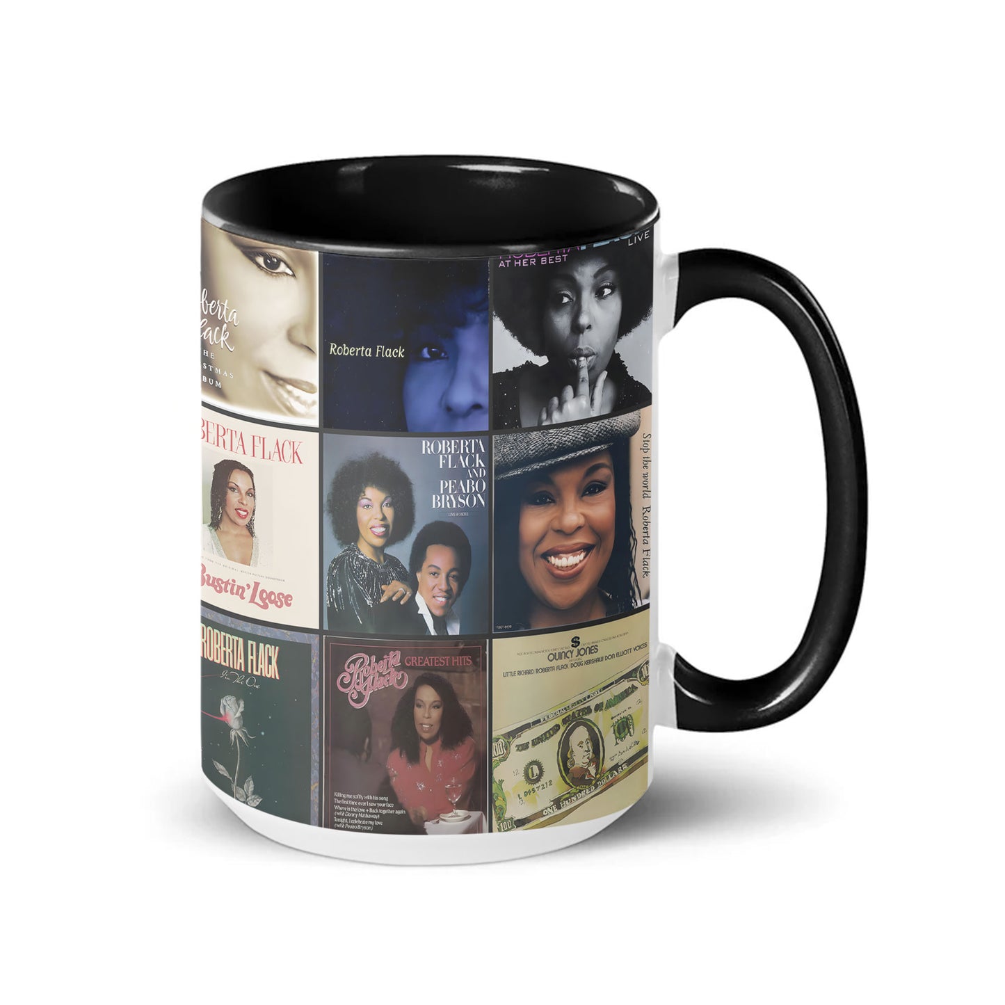 Roberta Flack Accent Mug – Soulful Classics Album Collage Gift