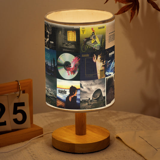 Suede Band Album Cover Collage Lamp - Britpop 90s Rock Music Decor with Wood Base