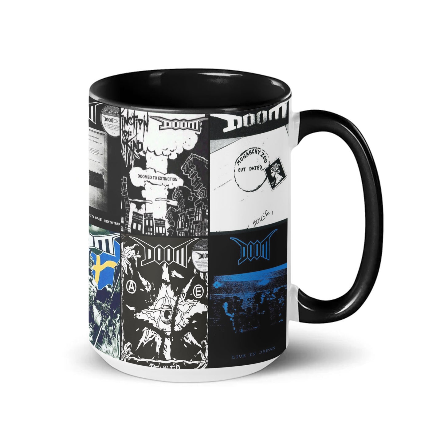 Doom Accent Mug – Classic Crust Punk Album Collage Gift