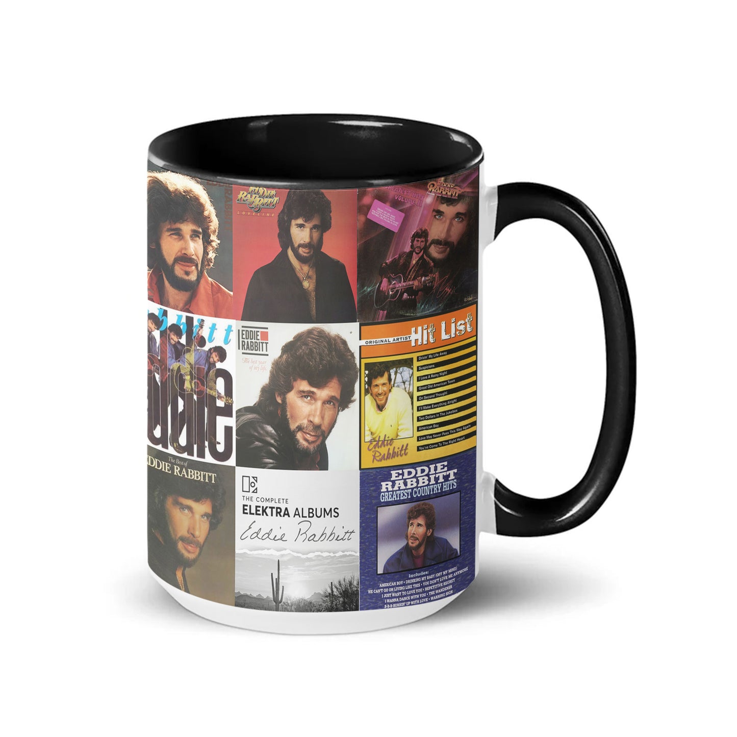 Eddie Rabbitt Accent Mug – Classic Album Cover Collage Gift