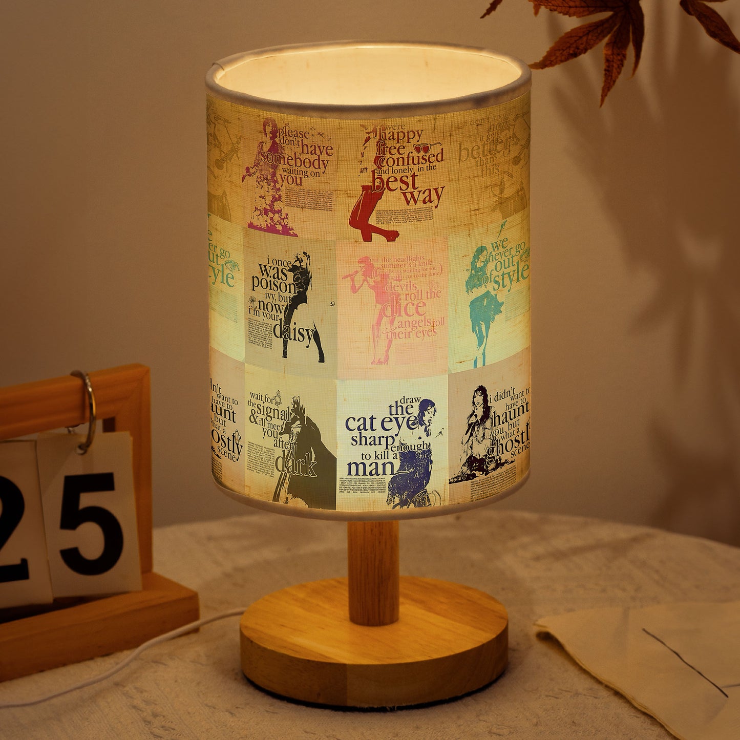 Taylor-Inspired Lyric Table Fabric Lamp