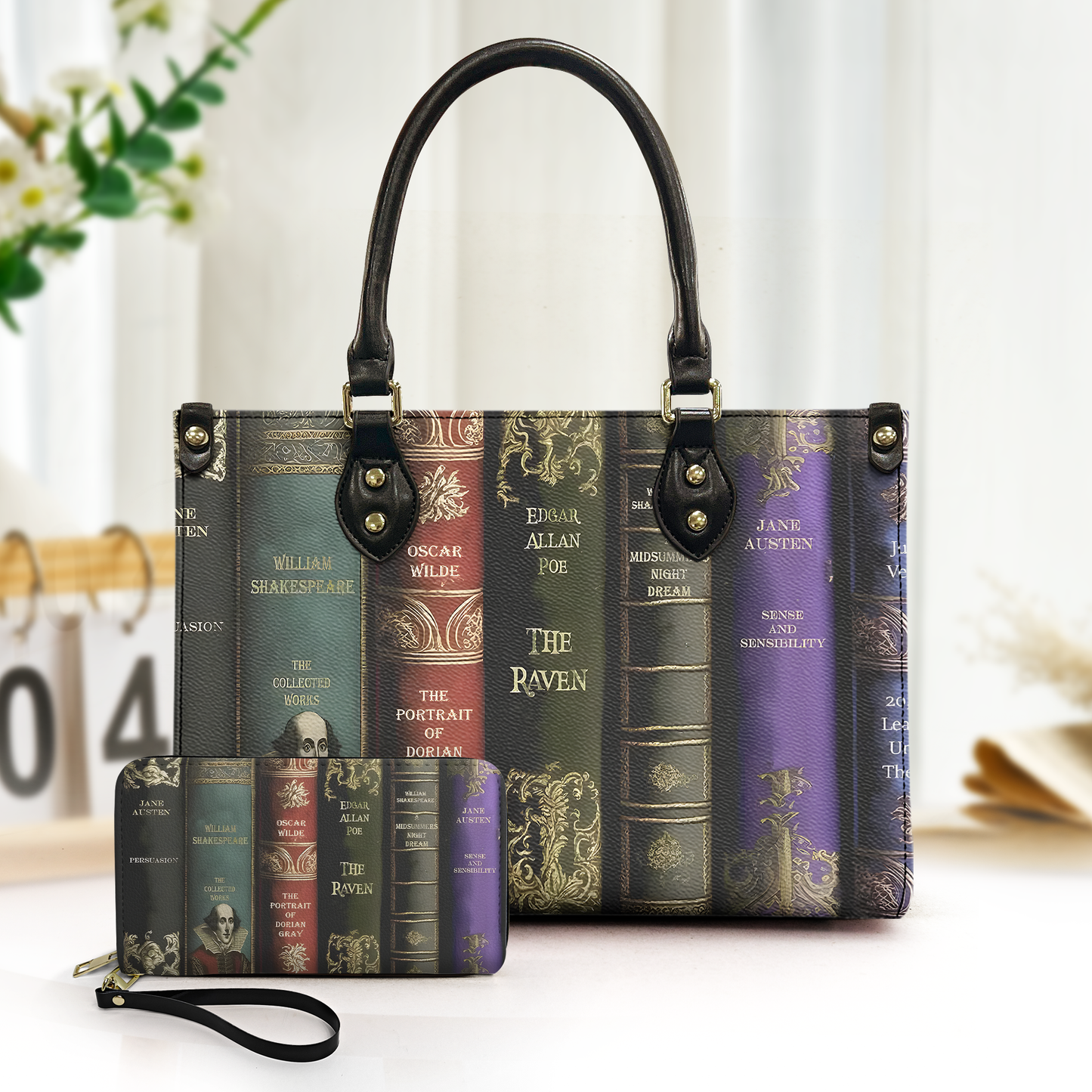 Gothic Classics Book Leather Handbag & Wallet Set  – Literary Elegance for Dark Souls