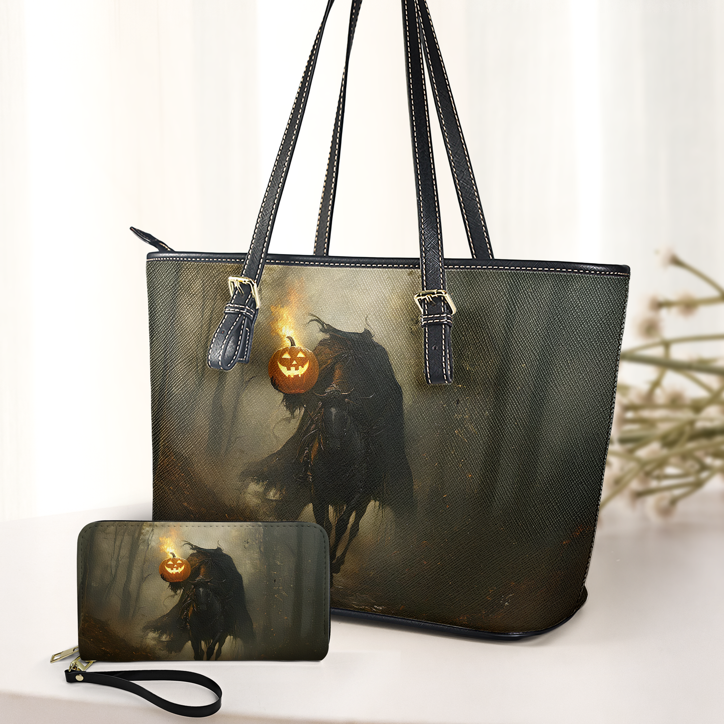 Headless Horseman Leather Handbag & Wallet Set – Gothic Halloween Fantasy