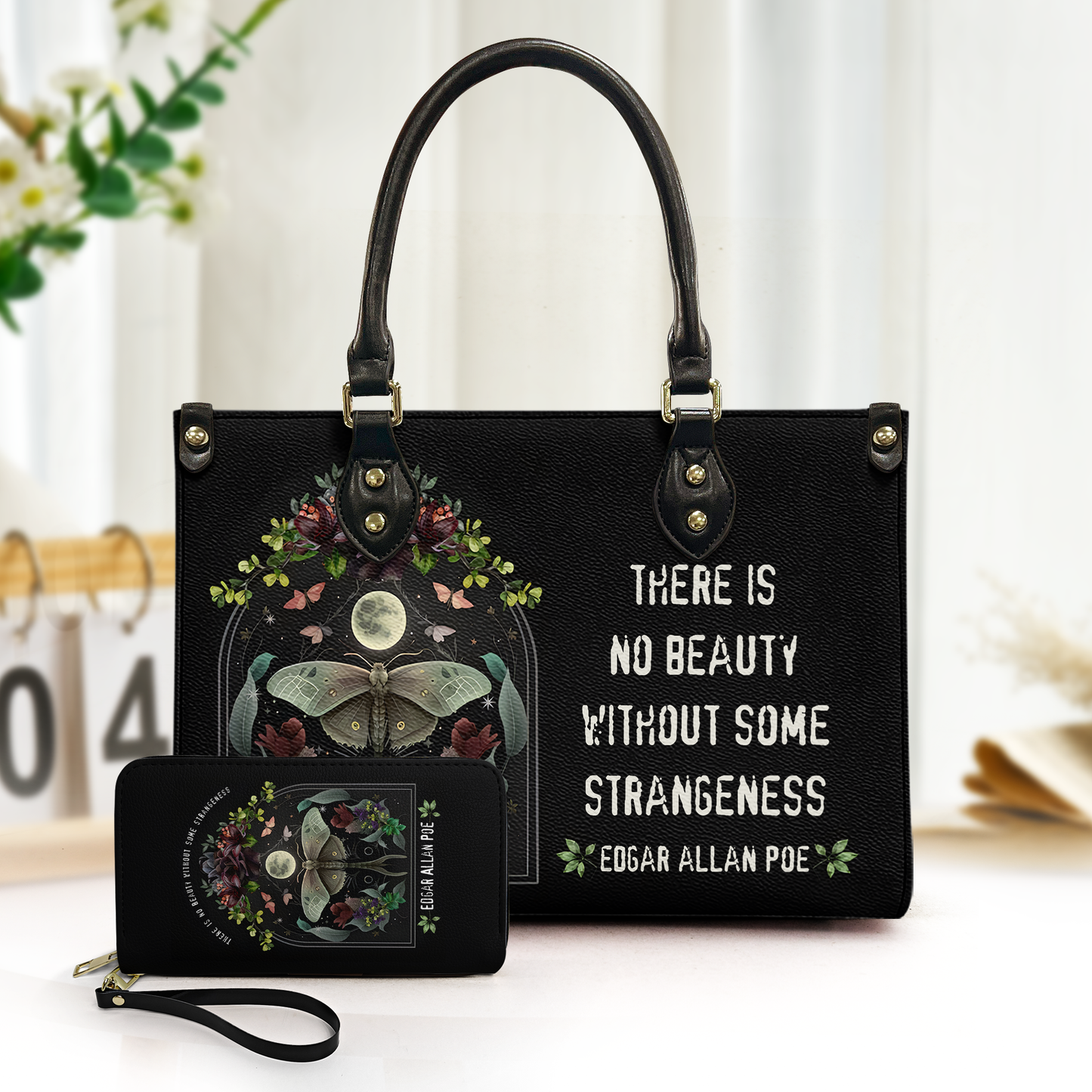 Gothic Leather Handbag & Wallet Set– Inspired by Edgar Allan Poe