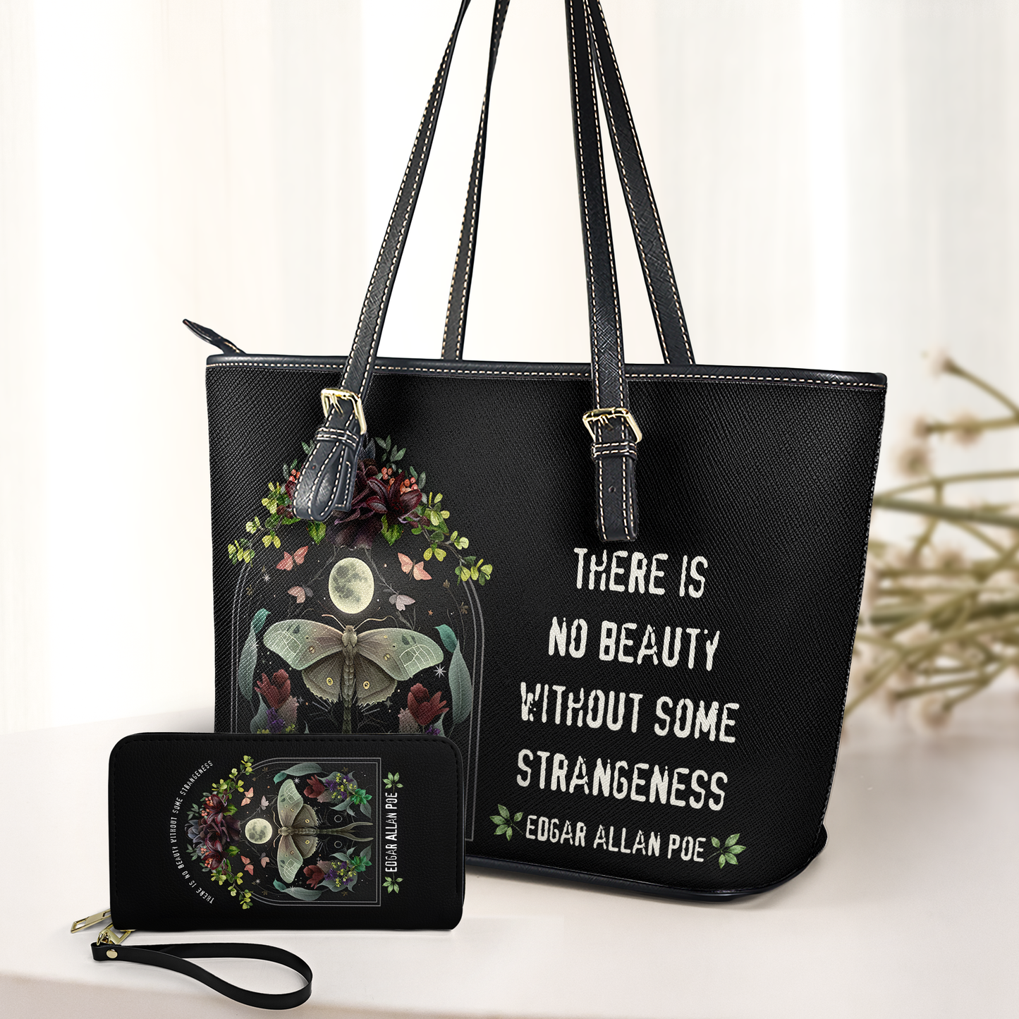 Gothic Leather Handbag & Wallet Set– Inspired by Edgar Allan Poe
