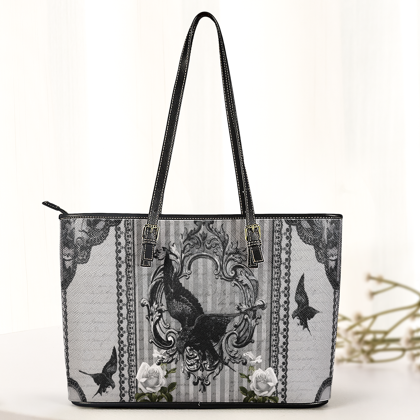 The Raven Gothic Leather Handbag & Wallet Set – Whispers of Poe’s Midnight
