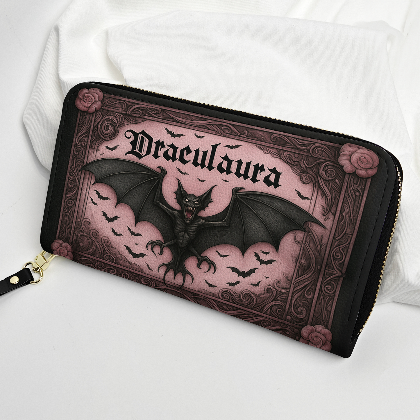 Draculara Bat Gothic Leather Handbag & Wallet Set – Spooky Chic