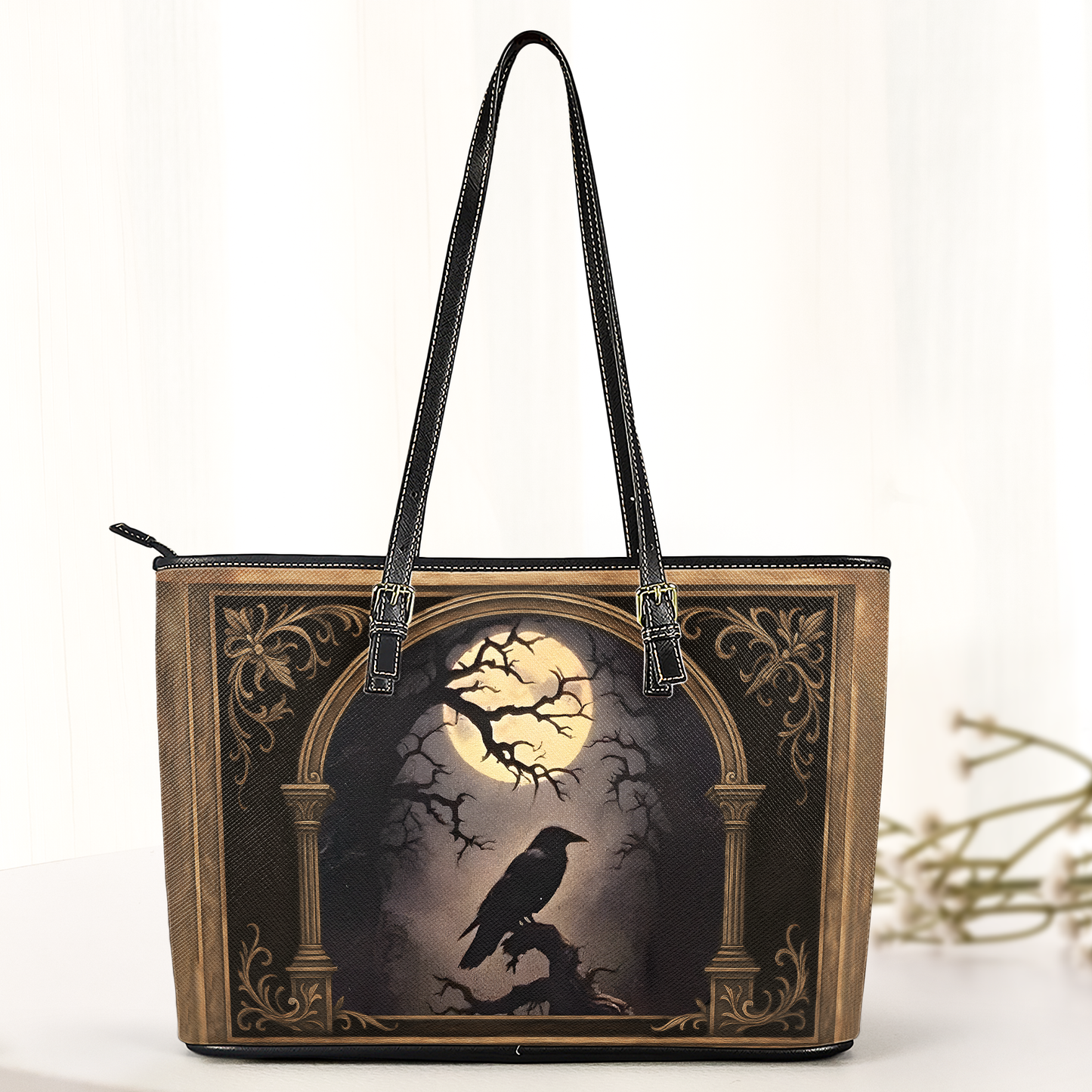 Raven Grimoire Leather Journal – Gothic Leather Handbag & Wallet Set