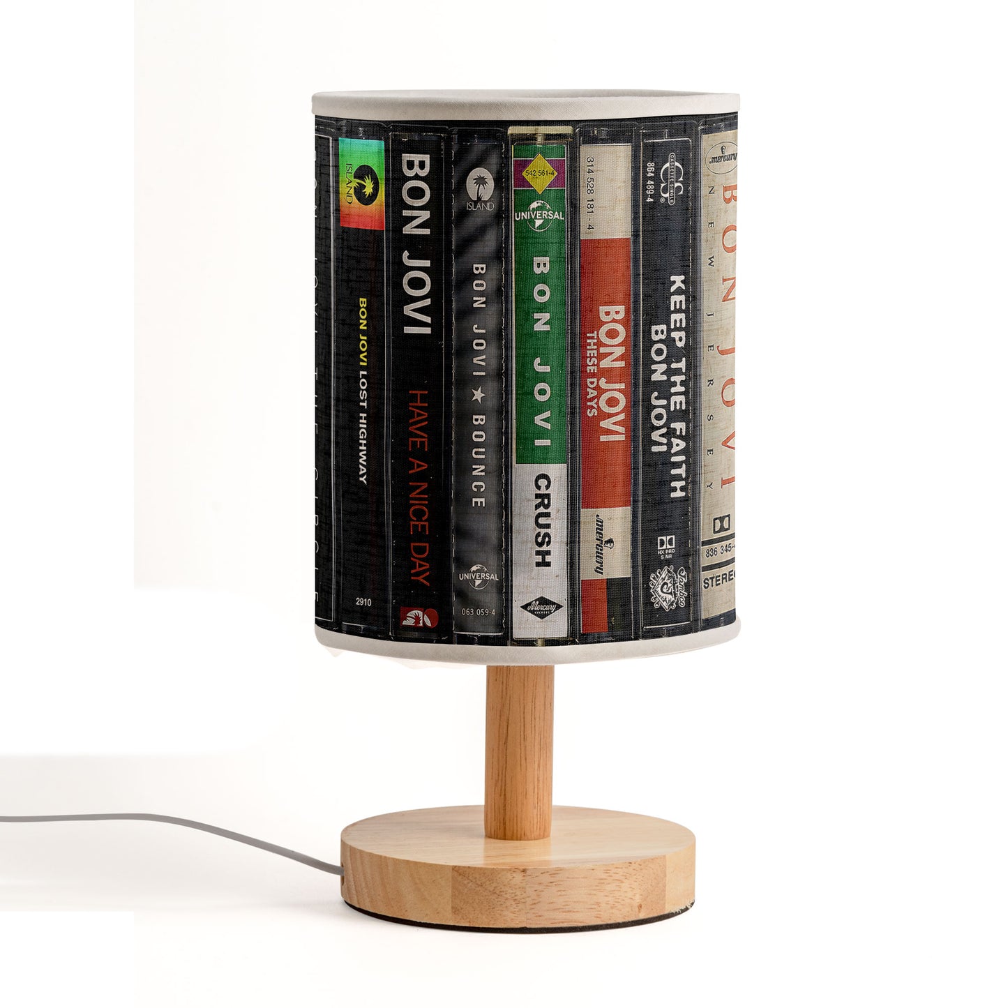 Rock Music Album Spine Table Fabric Lamp – Bon Jovi Inspired Desk Light