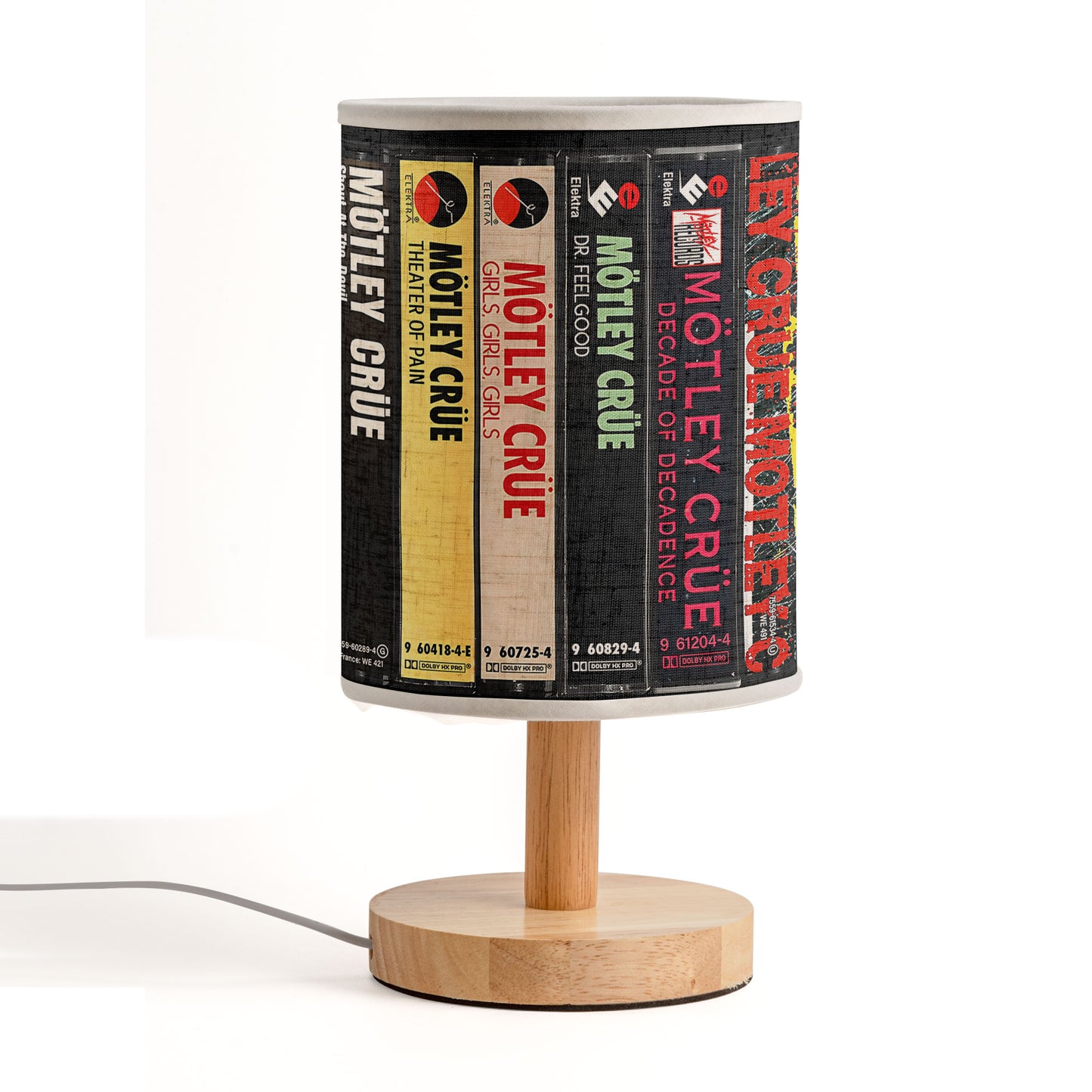 Retro Rock Music Album Spine Table Fabric Lamp – Vintage Cassette Style Desk Light