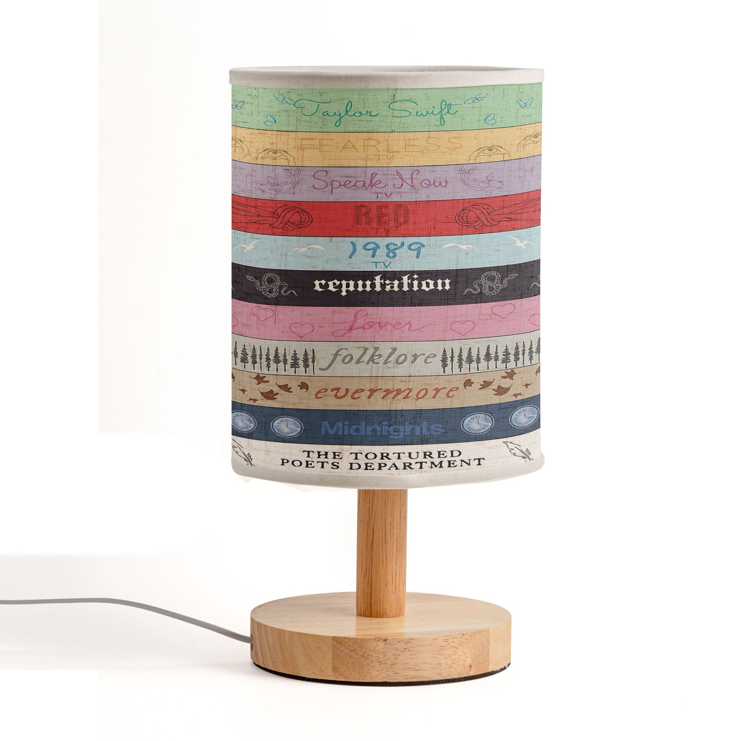Eras Album Collection Fabric Table Lamp – Decorative Light for Swifties