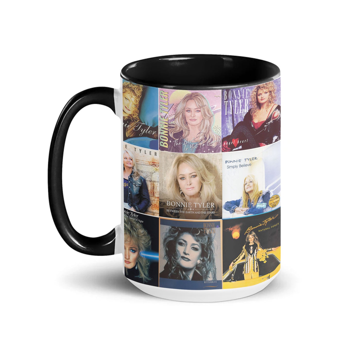 Bonnie Tyler Accent Mug – Nostalgic Album Cover Collage Gift