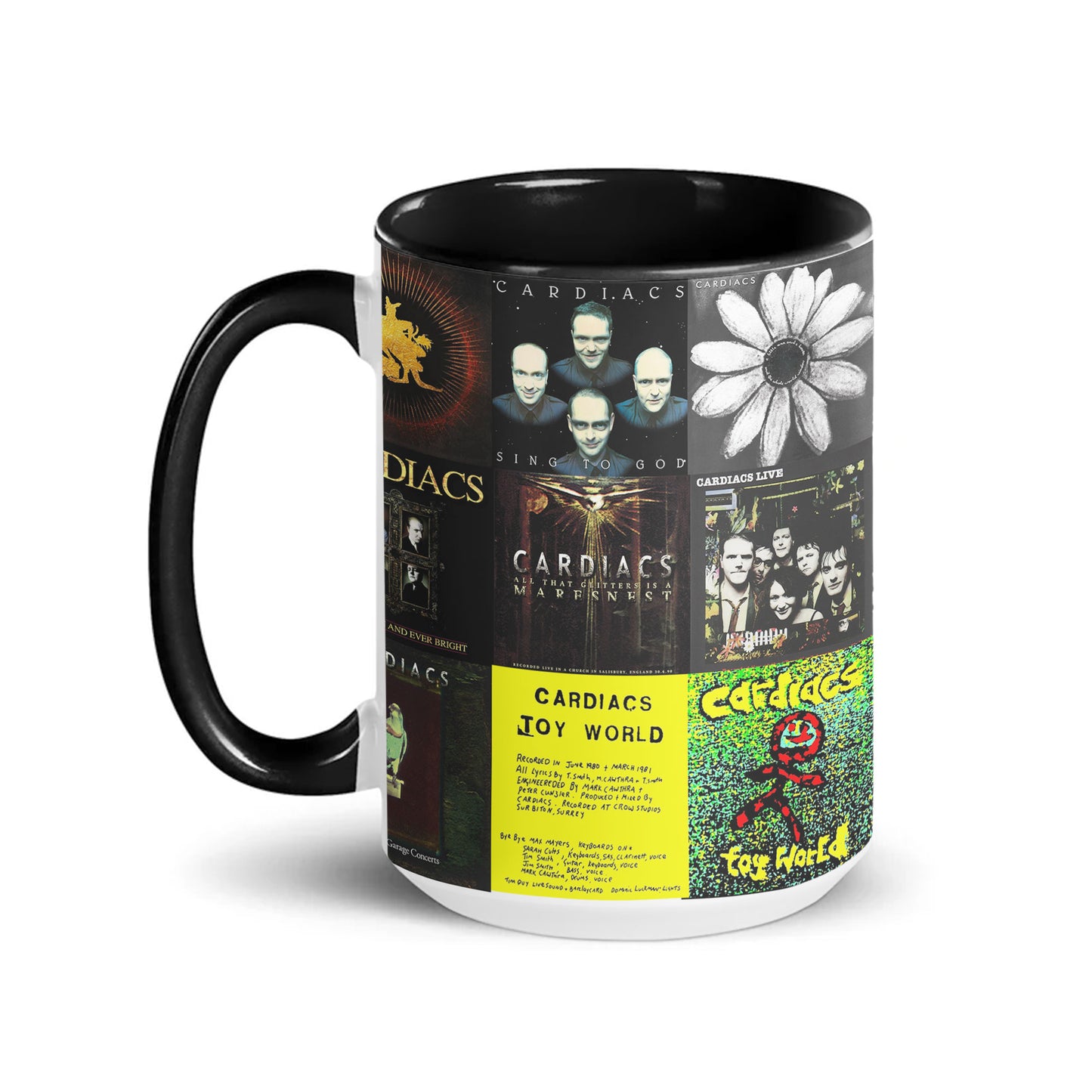 Cardiacs Accent Mug – Art-Rock Chaos & Nostalgic Album Collage Gift