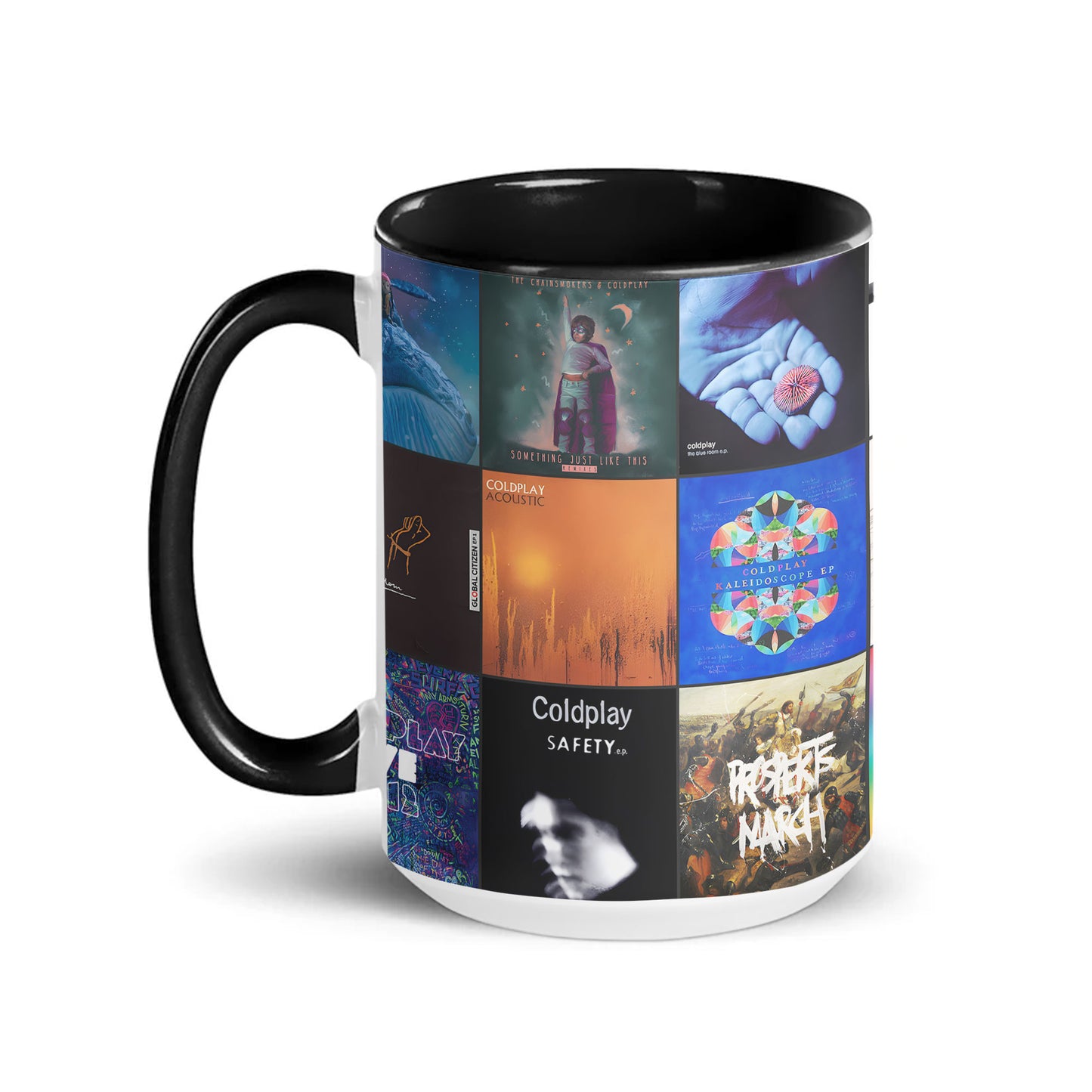 Coldplay Accent Mug – Classic Album Cover Collage Gift