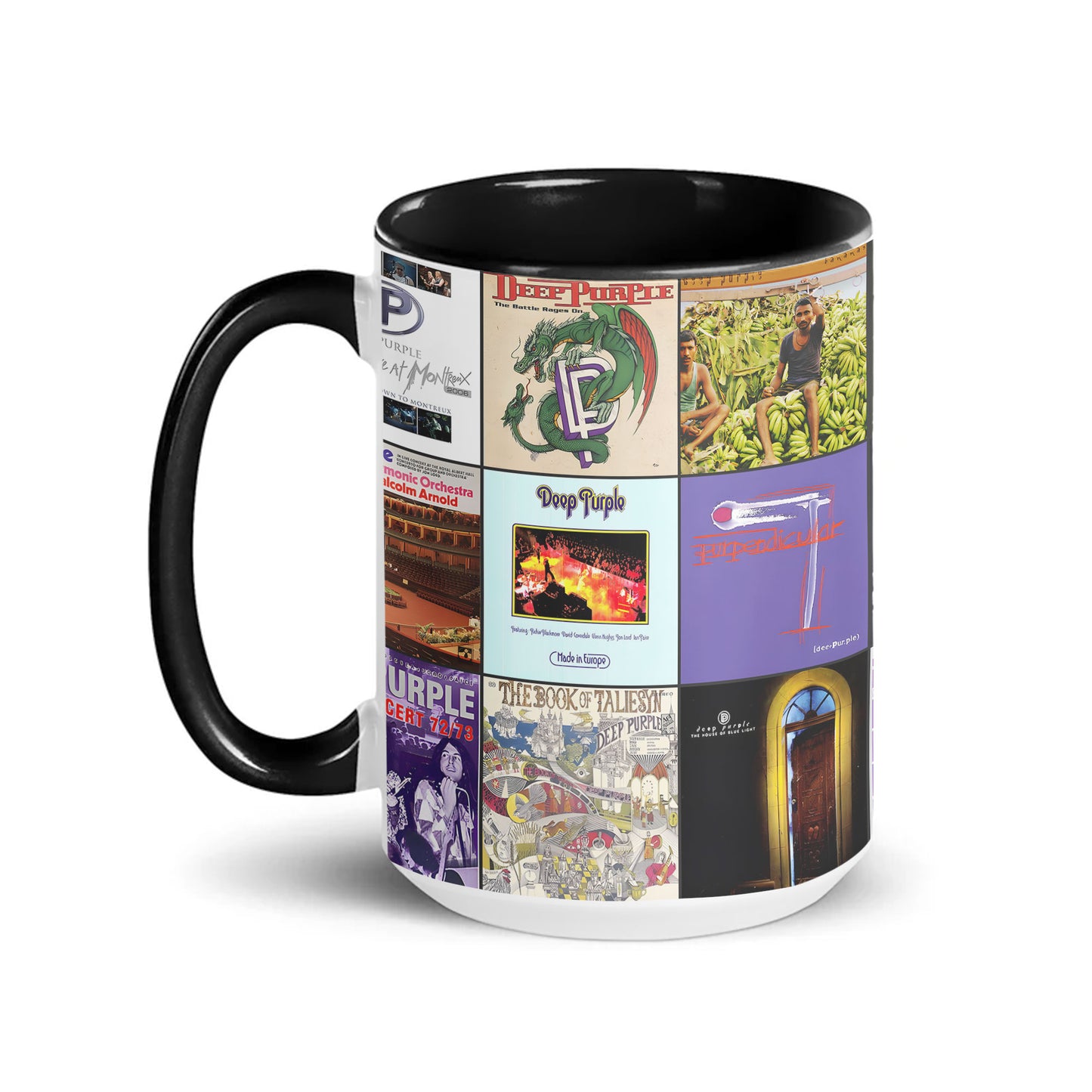 Deep Purple Accent Mug – Classic Rock Album Cover Collage Gift