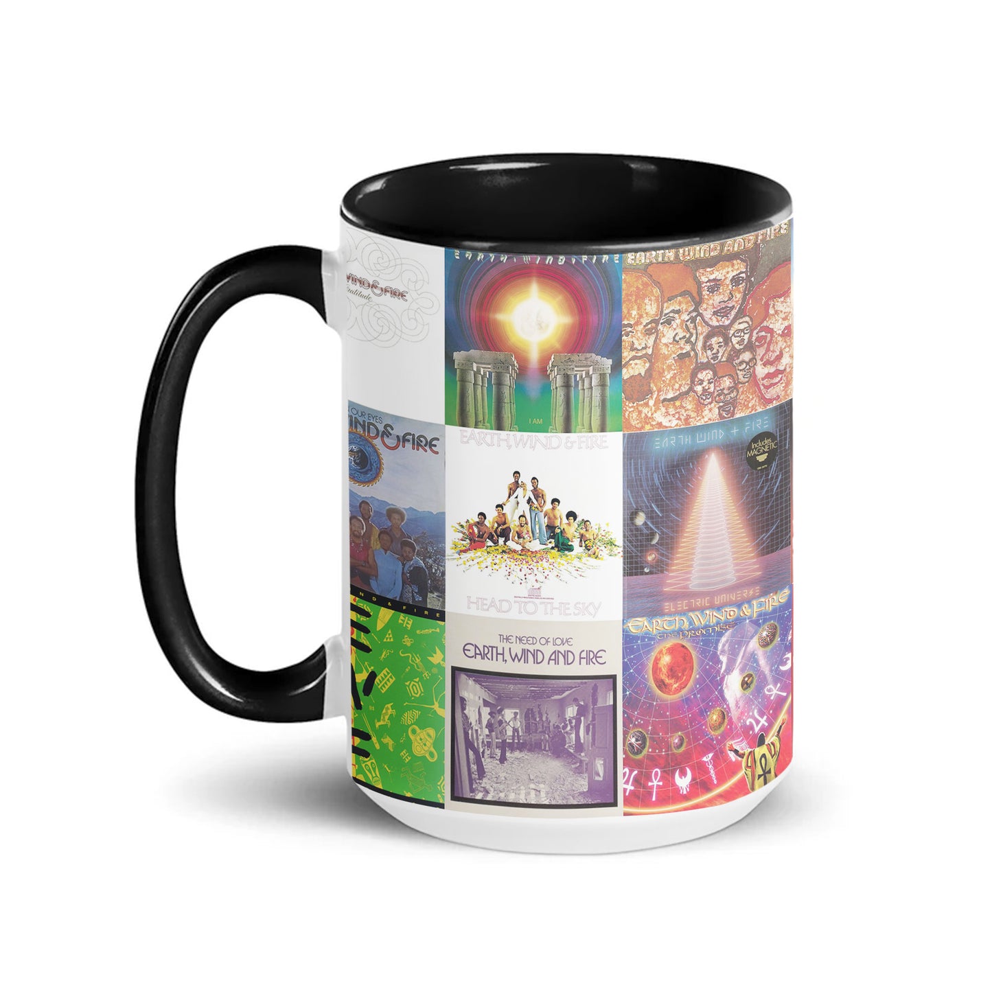 Earth, Wind & Fire Accent Mug – Iconic Album Cover Collage Gift