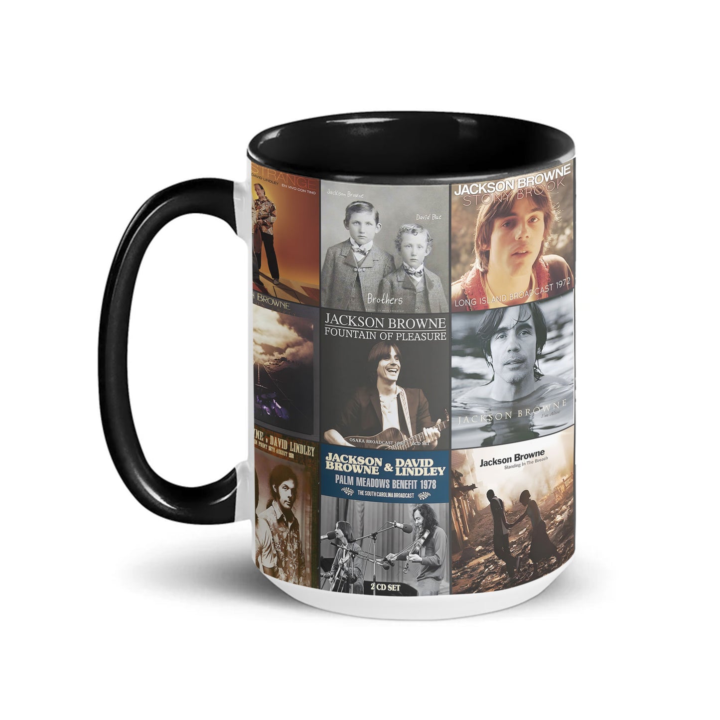 Jackson Browne Accent Mug – Classic Album Cover Collage Gift for Folk Rock Fans